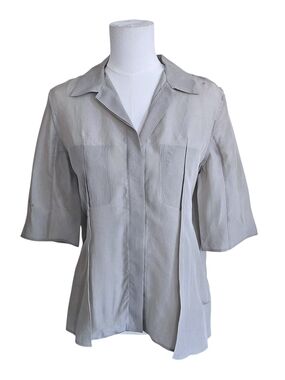 Calvin Klein Collection Silk Gray Short-Sleeve Button Shirt Made In Italy 4